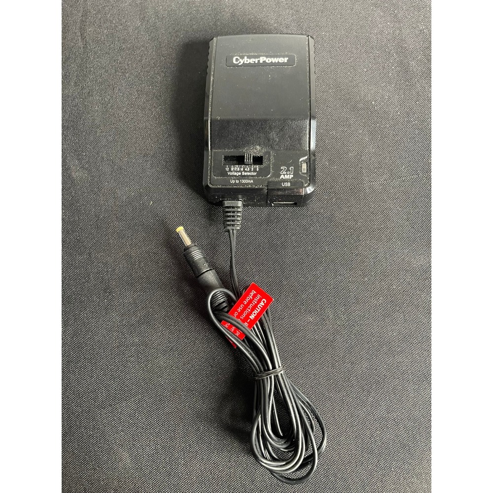 CyberPower CPUAC1U1300 Universal AC Adapter 1300mA with 2.1A USB Port Black
